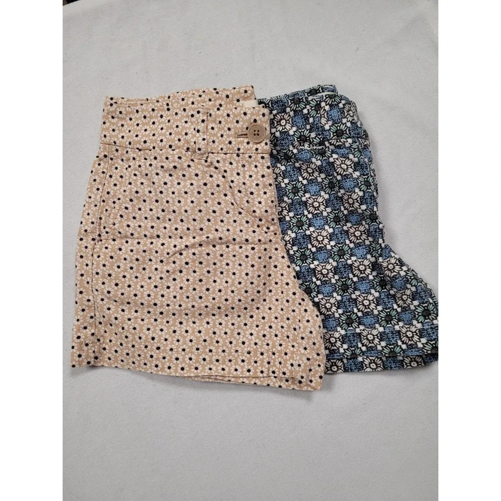 Loft Girls Shorts‎ Beige/Blue Floral Linen Blend Casual Stylish Youth  Size 0/00